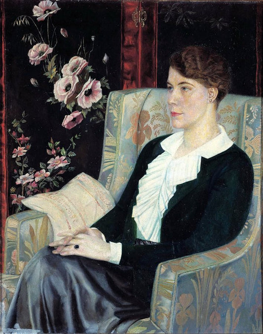 Portrait of E.N. Glebova, vintage artwork by Pavel Filonov, 12x8" (A4) Poster