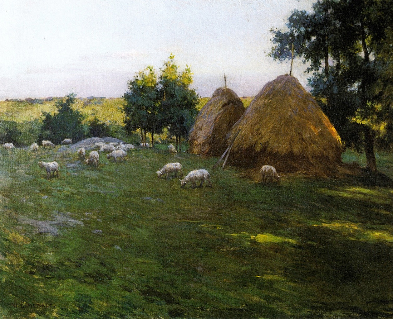 Haystacks at Sunset by Willard Leroy Metcalf,A3(16x12")Poster