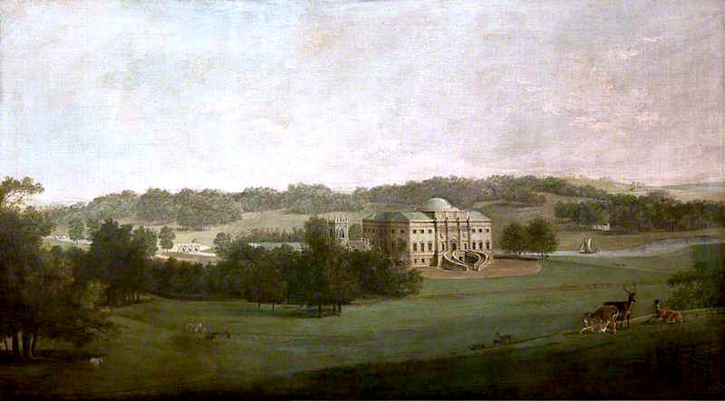 Kedleston Hall from the South, vintage artwork by Attributed to George Curt the Elder, 12x8" (A4) Poster