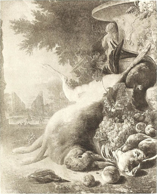 Still Life with Dead Hare, vintage artwork by Jan Baptist Weenix, 12x8" (A4) Poster