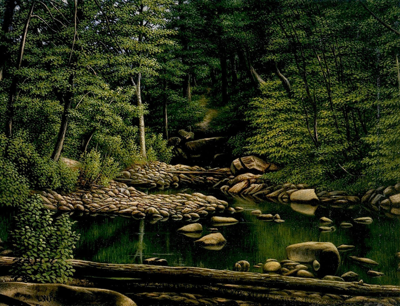Above Beardsley Park, Bridgeport, Connecticut, vintage artwork by Levi Wells Prentice, 12x8" (A4) Poster