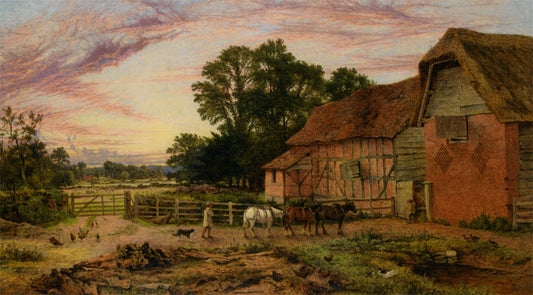 Evening Return to the Homestead, vintage artwork by Benjamin Williams Leader, 12x8" (A4) Poster