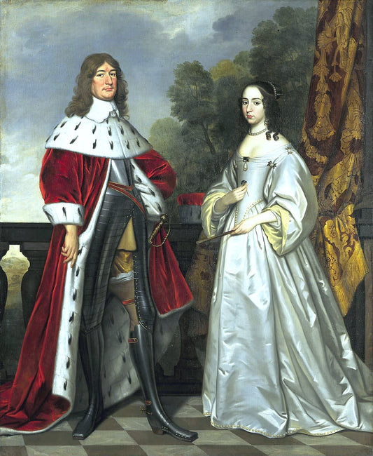 Double-portrait of Frederick William, Elector of Brandenburg and Luise Henriette, Countess of Nass, vintage artwork by Gerard van Honthorst, 12x8" (A4) Poster