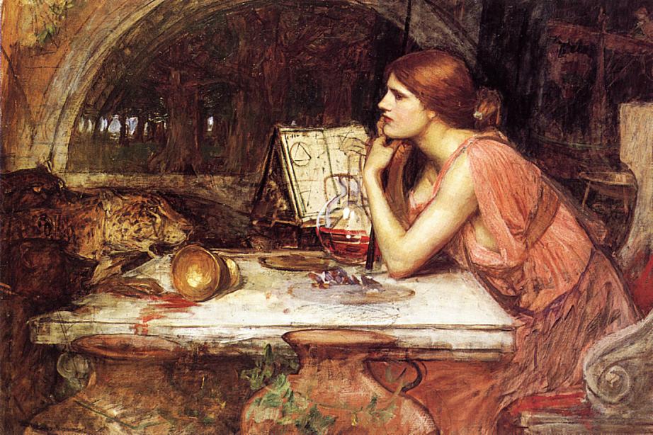 Sketch of Circe, vintage artwork by John William Waterhouse, 12x8" (A4) Poster