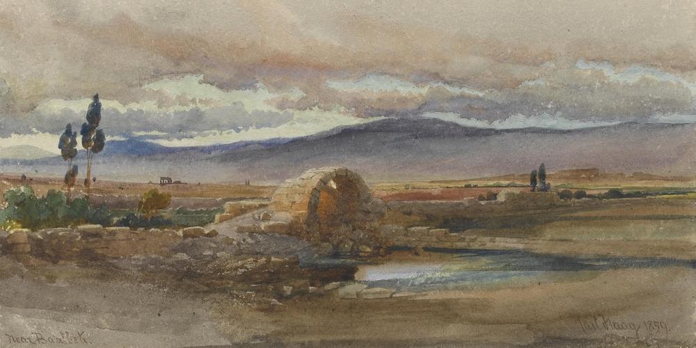 Near the Ruins of Baalbek, vintage artwork by Carl Haag, A3 (16x12") Poster Print