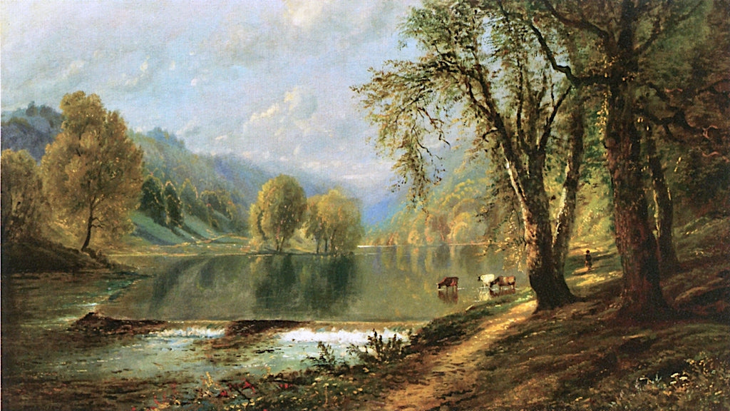 A Summer's Day along a River, vintage artwork by Edmund Darch Lewis, 12x8" (A4) Poster