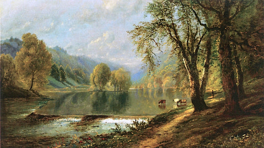 A Summer's Day along a River, vintage artwork by Edmund Darch Lewis, 12x8" (A4) Poster