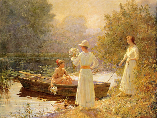 Afternoon at the Pond, vintage artwork by Abbott Fuller Graves, 12x8" (A4) Poster
