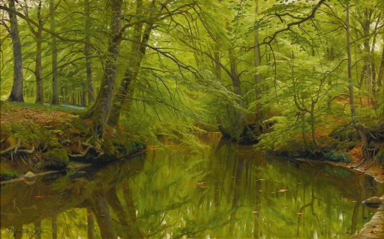 River Running through a Forest by Peder Mork Monsted,A3(16x12")Poster