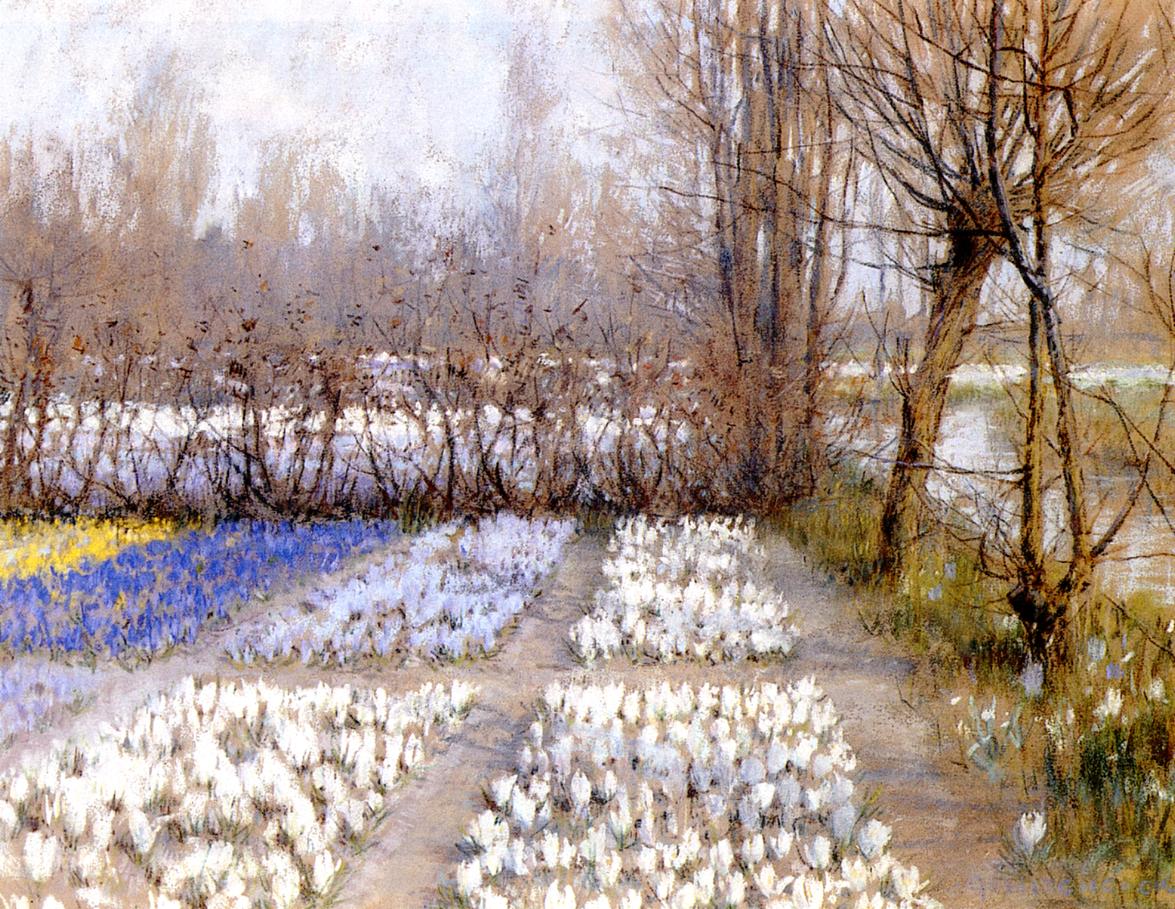 Spring Crosuc Fields, vintage artwork by George Hitchcock, 12x8" (A4) Poster