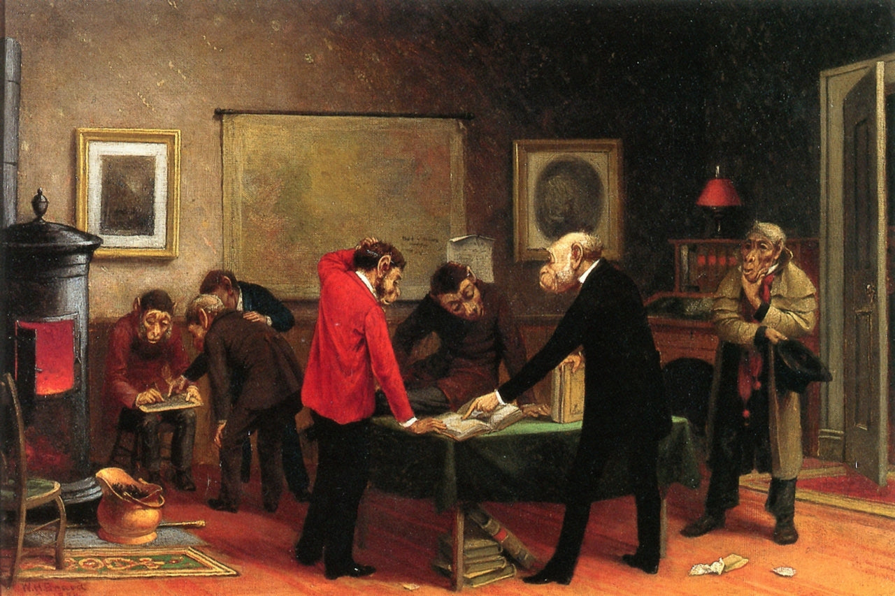Scientists at Work, vintage artwork by William Holbrook Beard, 12x8" (A4) Poster