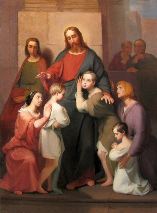 Christ Blessing Children, vintage artwork by Ivan Ksenofontov, A3 (16x12") Poster Print