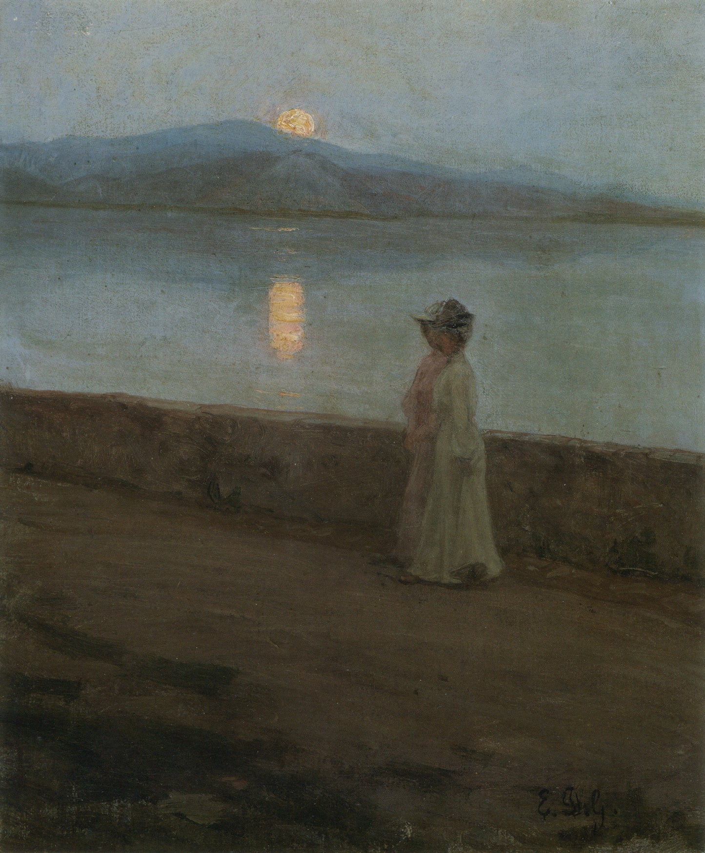 Moonlight on the lake by Elin Kleopatra Danielson-Gambogi,A3(16x12")Poster