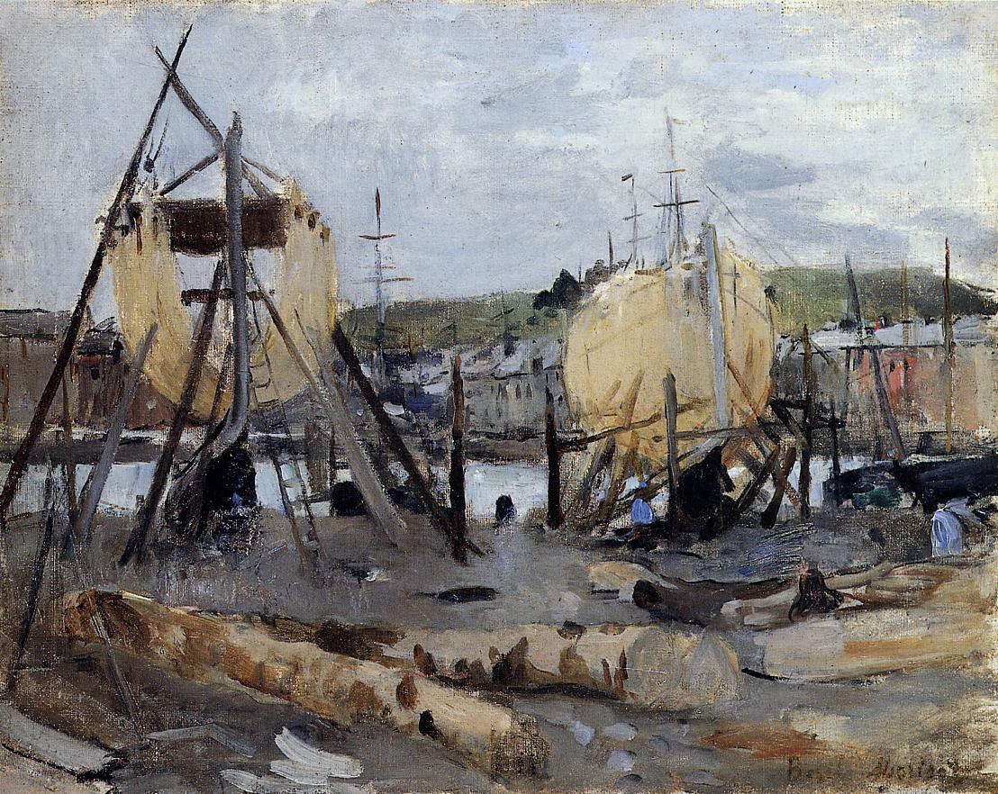 Boats under Construction, vintage artwork by Berthe Morisot, 12x8" (A4) Poster