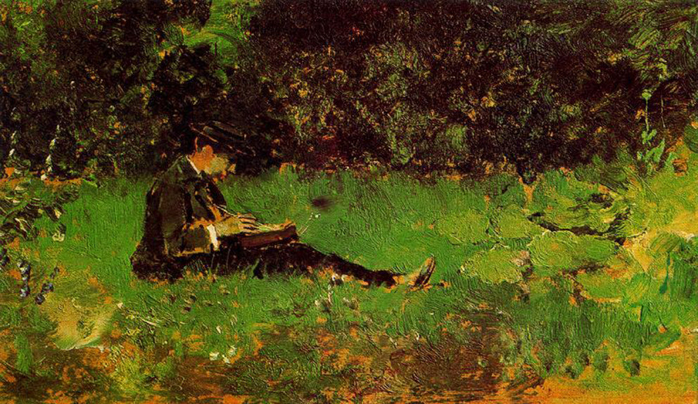 Drawing In The Field, vintage artwork by Ignacio Pinazo Camarlench, 12x8" (A4) Poster