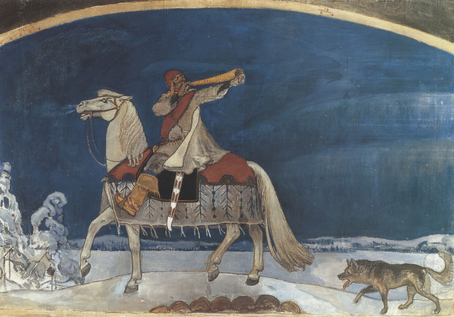 Kullervo Rides to War, vintage artwork by Akseli Gallen-Kallela, 12x8" (A4) Poster