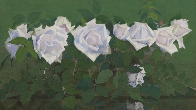Roses in glass vases, vintage artwork by Jan Voerman, Sr, 12x8" (A4) Poster