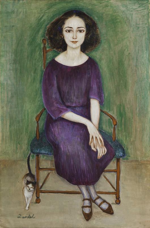 Gaby  with Kitten, vintage artwork by Nils Dardel, 12x8" (A4) Poster