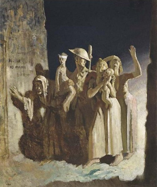 Bombing Night, vintage artwork by Sir William Orpen, R.A., R.H.A., 12x8" (A4) Poster