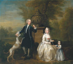 Ashley Cowper with His Wife and Daughter, vintage artwork by William Hogarth, 12x8" (A4) Poster