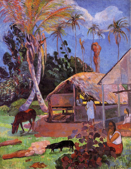 The Black Pigs, vintage artwork by Paul Gauguin, 12x8" (A4) Poster