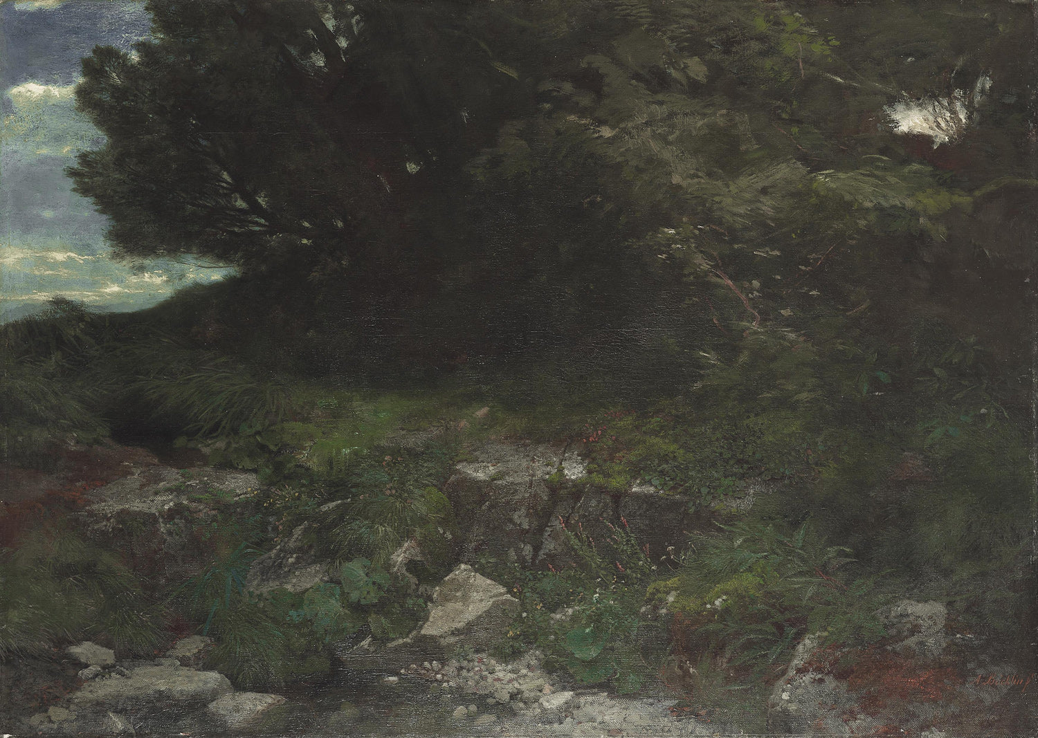 by  the Edge of a Wood, vintage artwork by Arnold Böcklin, 12x8" (A4) Poster