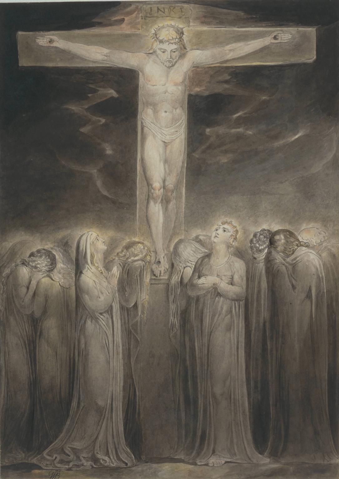 The Crucifixion: 'Behold Thy Mother', vintage artwork by William Blake, 12x8" (A4) Poster