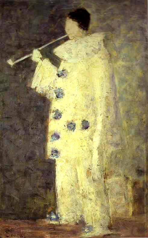 Pierrot with a White Pipe, vintage artwork by Georges Seurat, 12x8" (A4) Poster