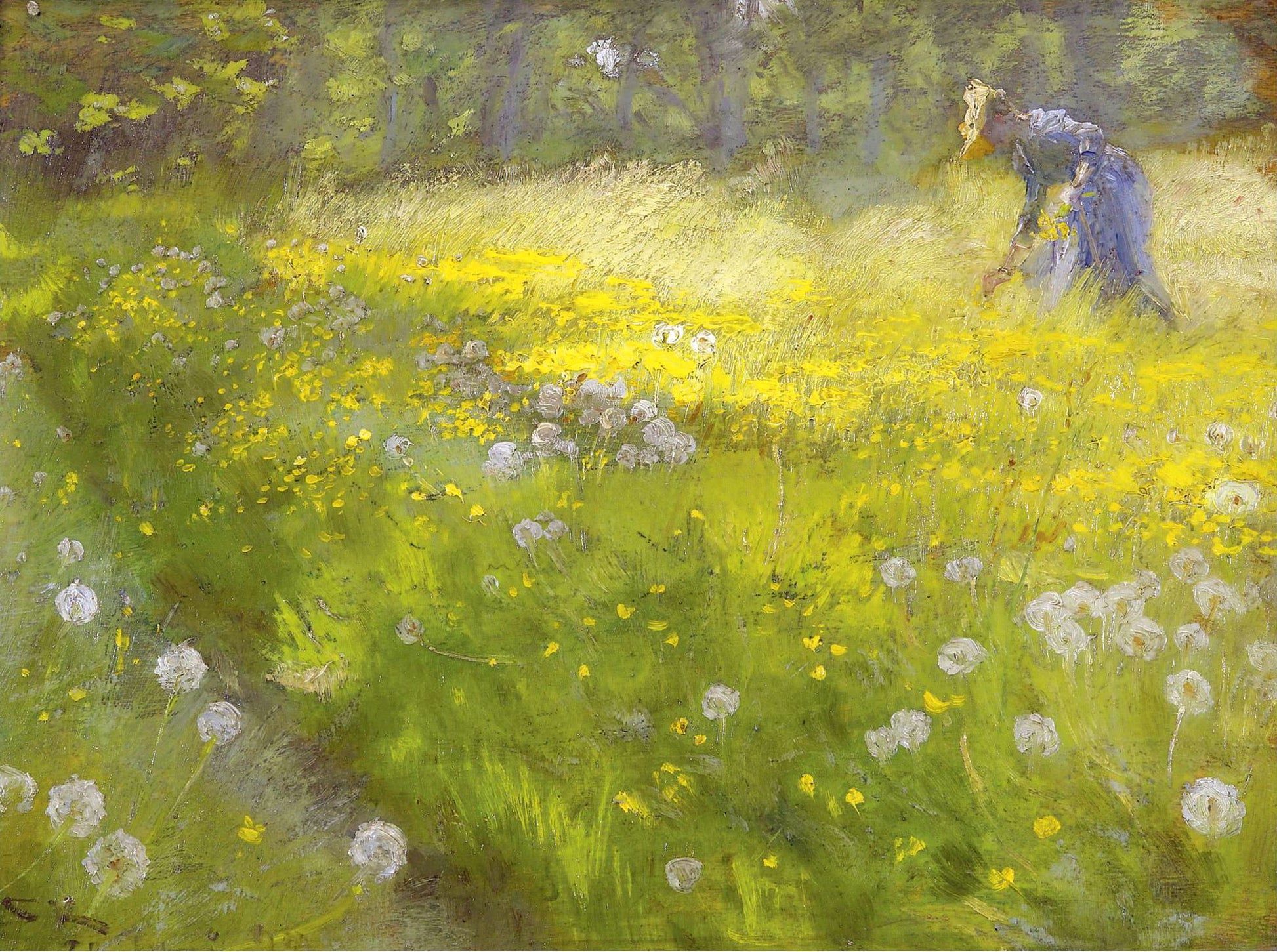 Marie Kroyer in the Garden ar Skagen, vintage artwork by Peder Severin Kroyer, 12x8" (A4) Poster