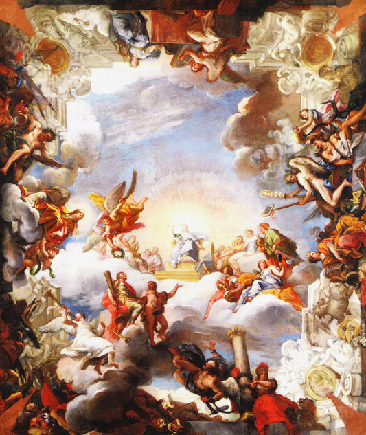 Model for The Apotheosis of Marcantonio Colonna II in the Palazzo Colonna, vintage artwork by Giuseppe Bartolomeo Chiari, 12x8" (A4) Poster