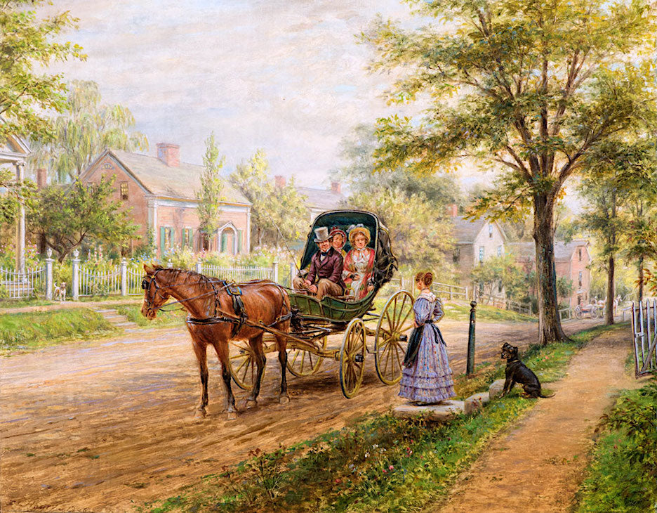 A Sunday Visit, vintage artwork by Edward Lamson Henry, 12x8" (A4) Poster