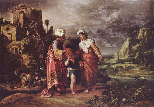 Hagar's Farewell, vintage artwork by Pieter Lastman, 12x8" (A4) Poster