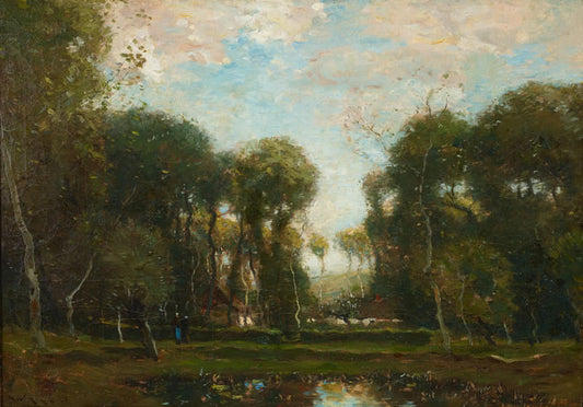 Cottage in the Woods, vintage artwork by Henry Ward Ranger, 12x8" (A4) Poster