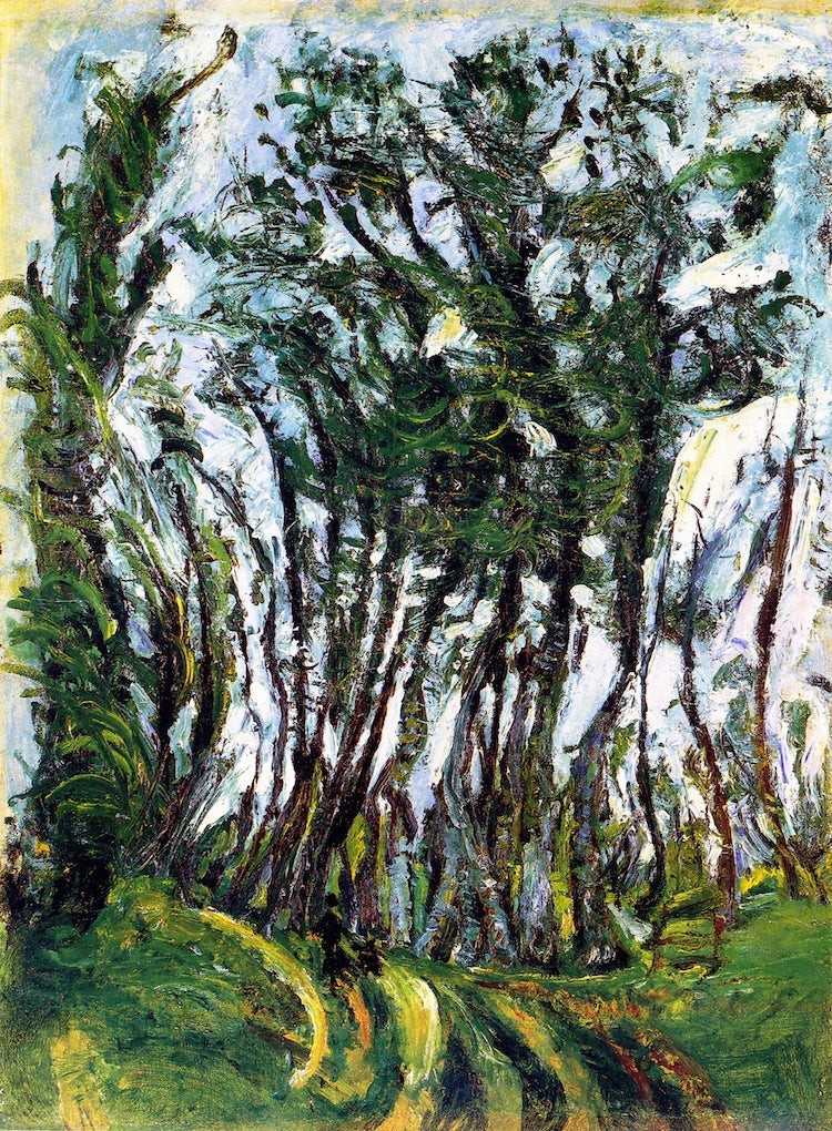 Autumn Trees, Champigny, vintage artwork by Chaim Soutine, 12x8" (A4) Poster