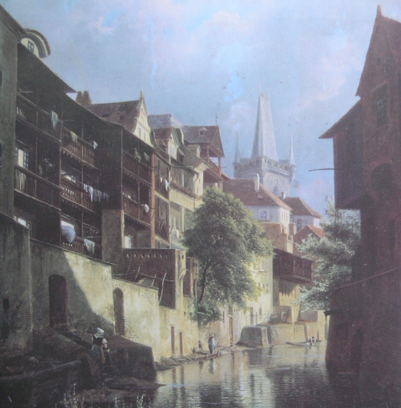 Kampa Island in Prague, vintage artwork by Bedrich Havanek, A3 (16x12") Poster Print