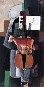 Cow and Violin, vintage artwork by Kasimir Malevich, 12x8" (A4) Poster