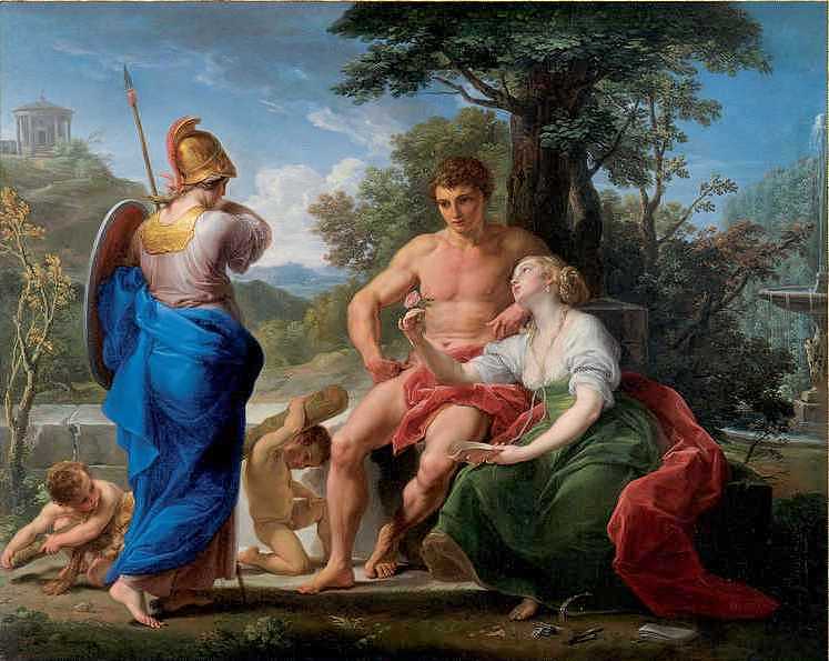 Hercules at the Crossroads (Turin version), vintage artwork by Pompeo Batoni, 12x8" (A4) Poster