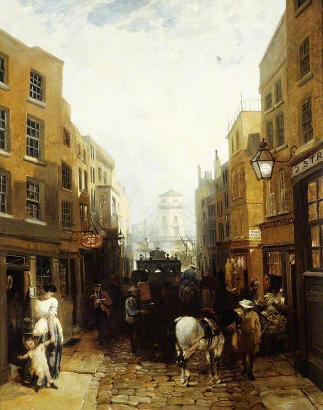 Buckingham Street, Strand, London, vintage artwork by Edmund John Niemann, A3 (16x12") Poster Print