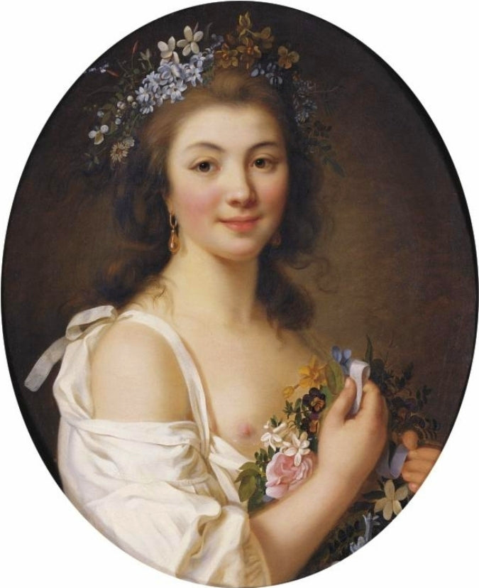 Portrait of Madame de Genlis, vintage artwork by Marie-Victoire Lemoine, 12x8" (A4) Poster