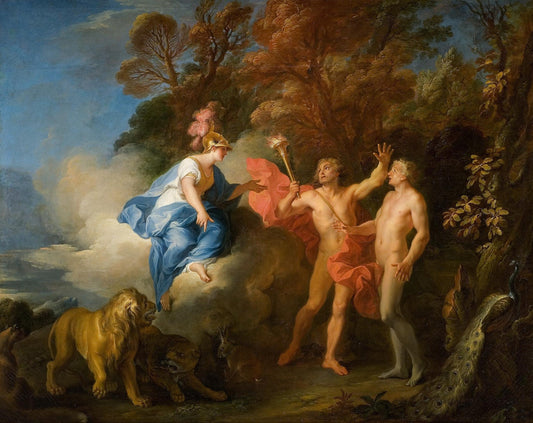The Formation of Man by  Prometheus with the Aid of Minerva, vintage artwork by Louis de Silvestre, 12x8" (A4) Poster