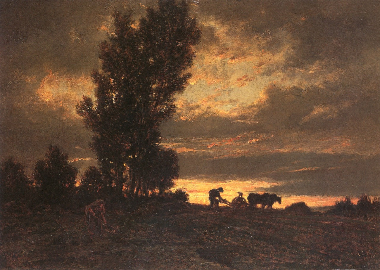 Landscape with a Ploughman, vintage artwork by Theodore Rousseau, A3 (16x12") Poster Print