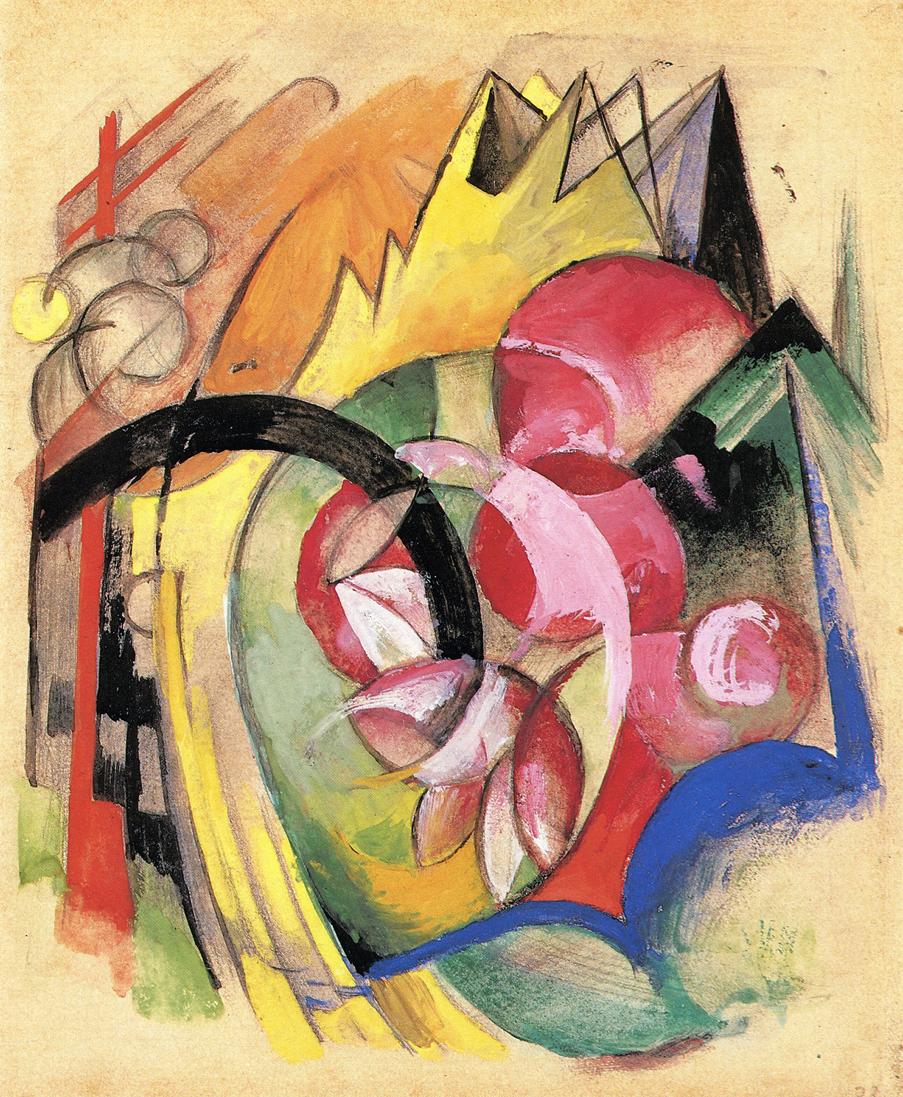 Coloful Flowers by Franz Marc,16x12(A3) Poster