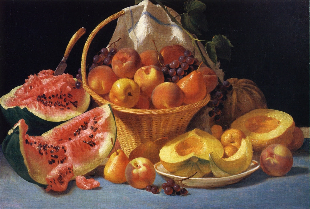 Still Life with Melons, Peaches and Grapes, vintage artwork by John F. Francis, A3 (16x12") Poster Print