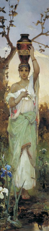 Woman with a Jug, vintage artwork by Wilhelm Kotarbinski, 12x8" (A4) Poster