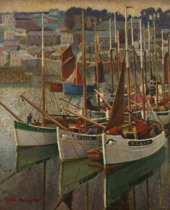French Crabbers, vintage artwork by Harold Charles Francis Harvey, 12x8" (A4) Poster