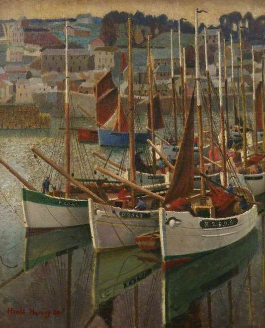 French Crabbers, vintage artwork by Harold Charles Francis Harvey, 12x8" (A4) Poster