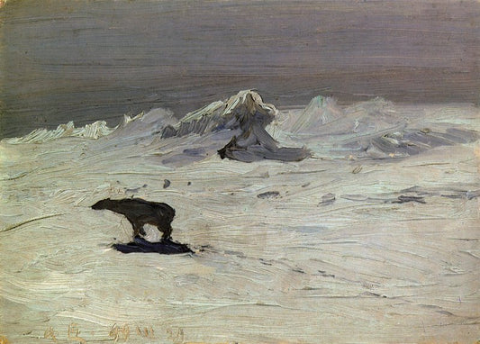 Polar Bear Hunting, vintage artwork by Alexander Borisov, 12x8" (A4) Poster