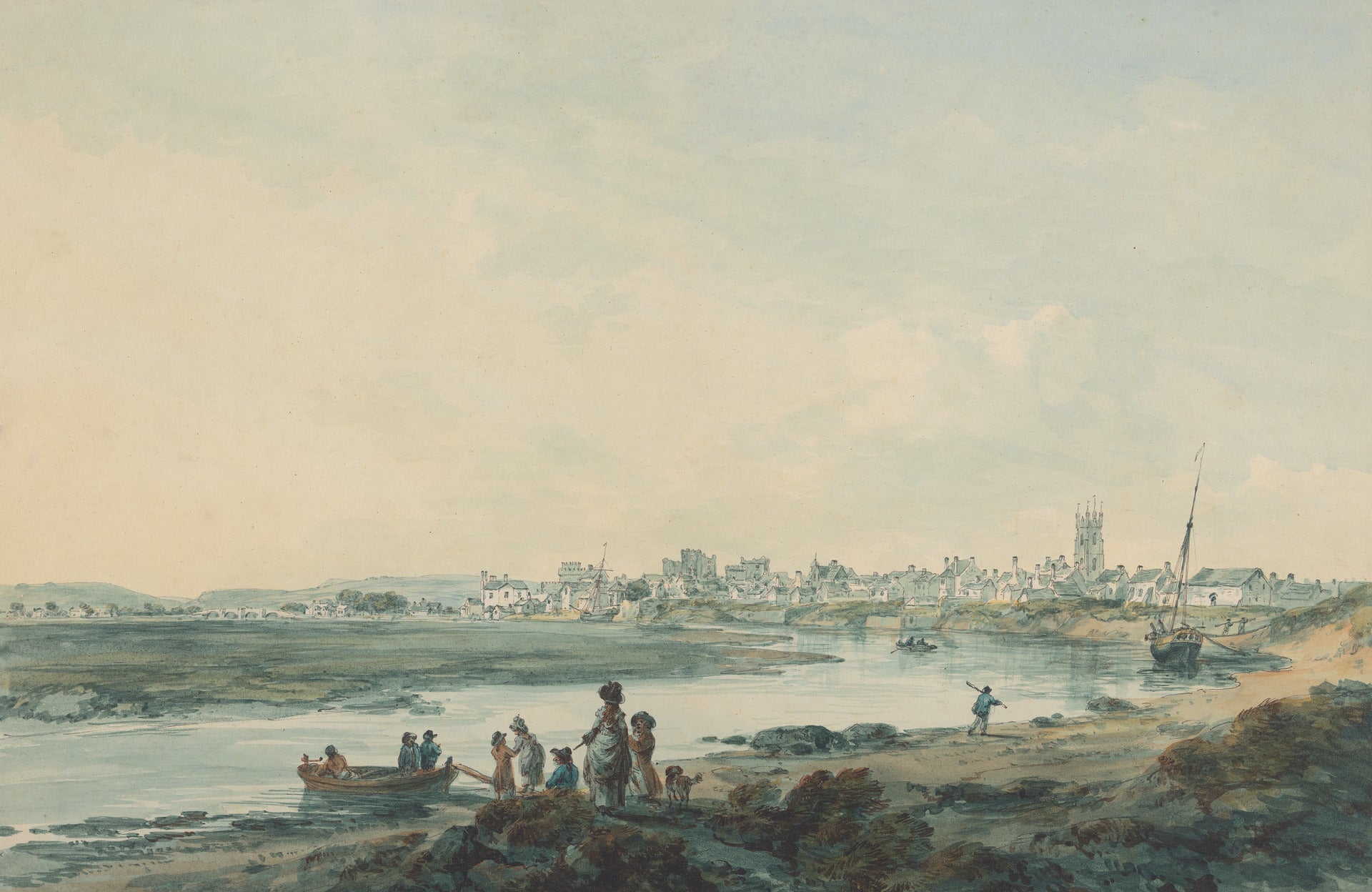 Cardiff from the South, vintage artwork by Julius Caesar Ibbetson, 12x8" (A4) Poster