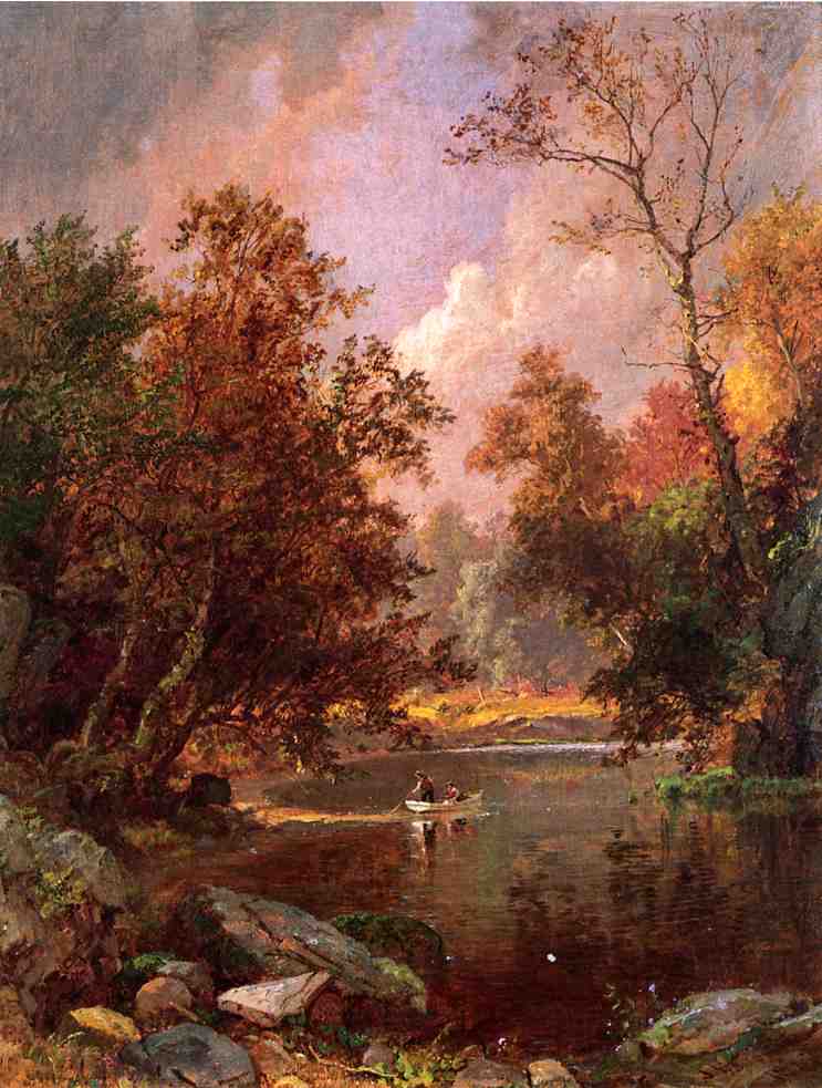 Autumn River Landscape, vintage artwork by Jasper Francis Cropsey, 12x8" (A4) Poster