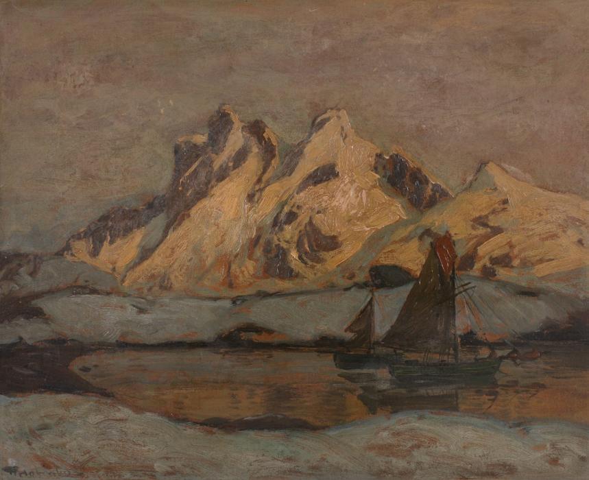 Lofoten, vintage artwork by Thorolf Holmboe, 12x8" (A4) Poster